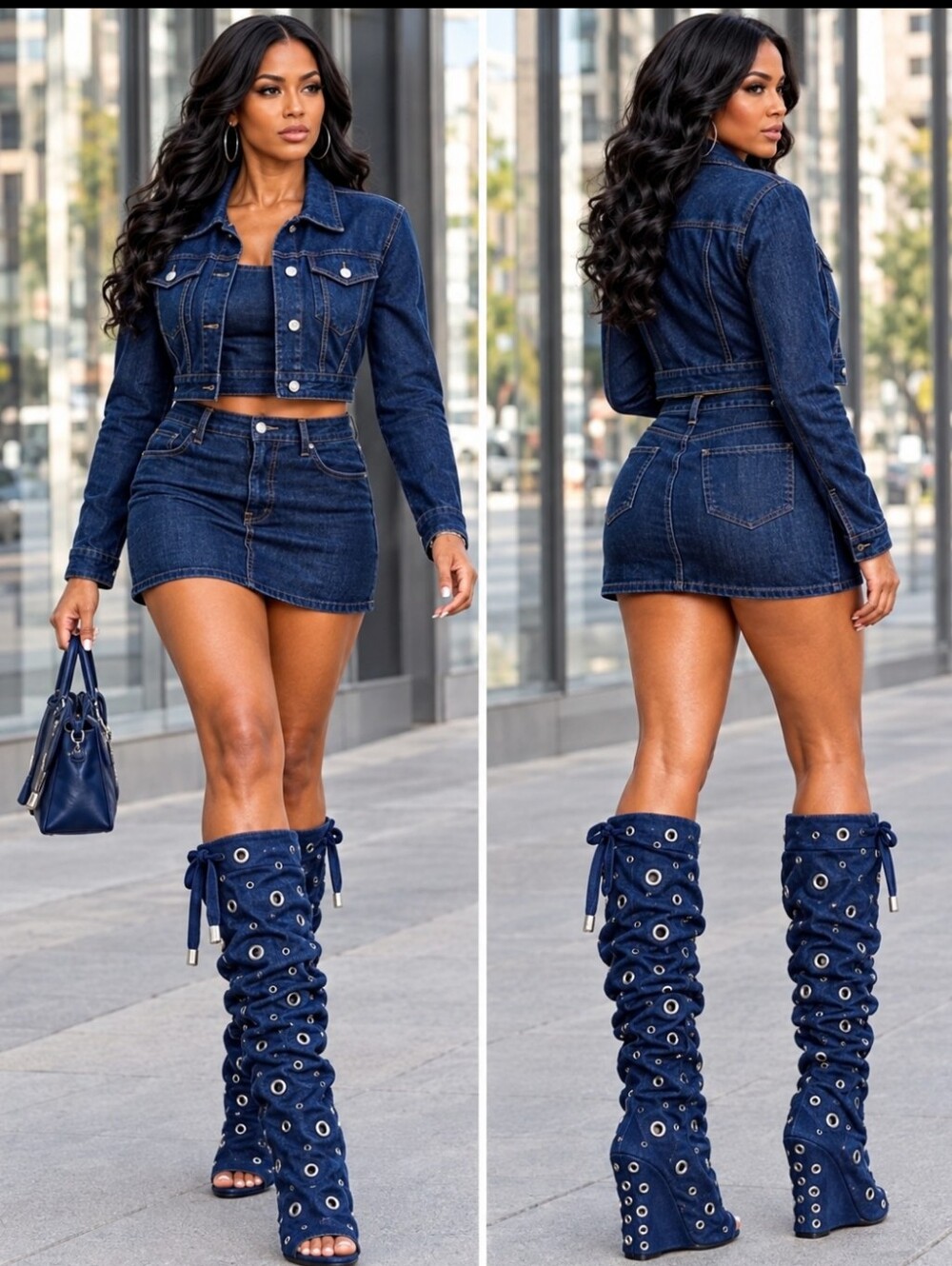 B. Brian Atwood Navy Blue Suede Brigitte Grommet Open Toe Boots